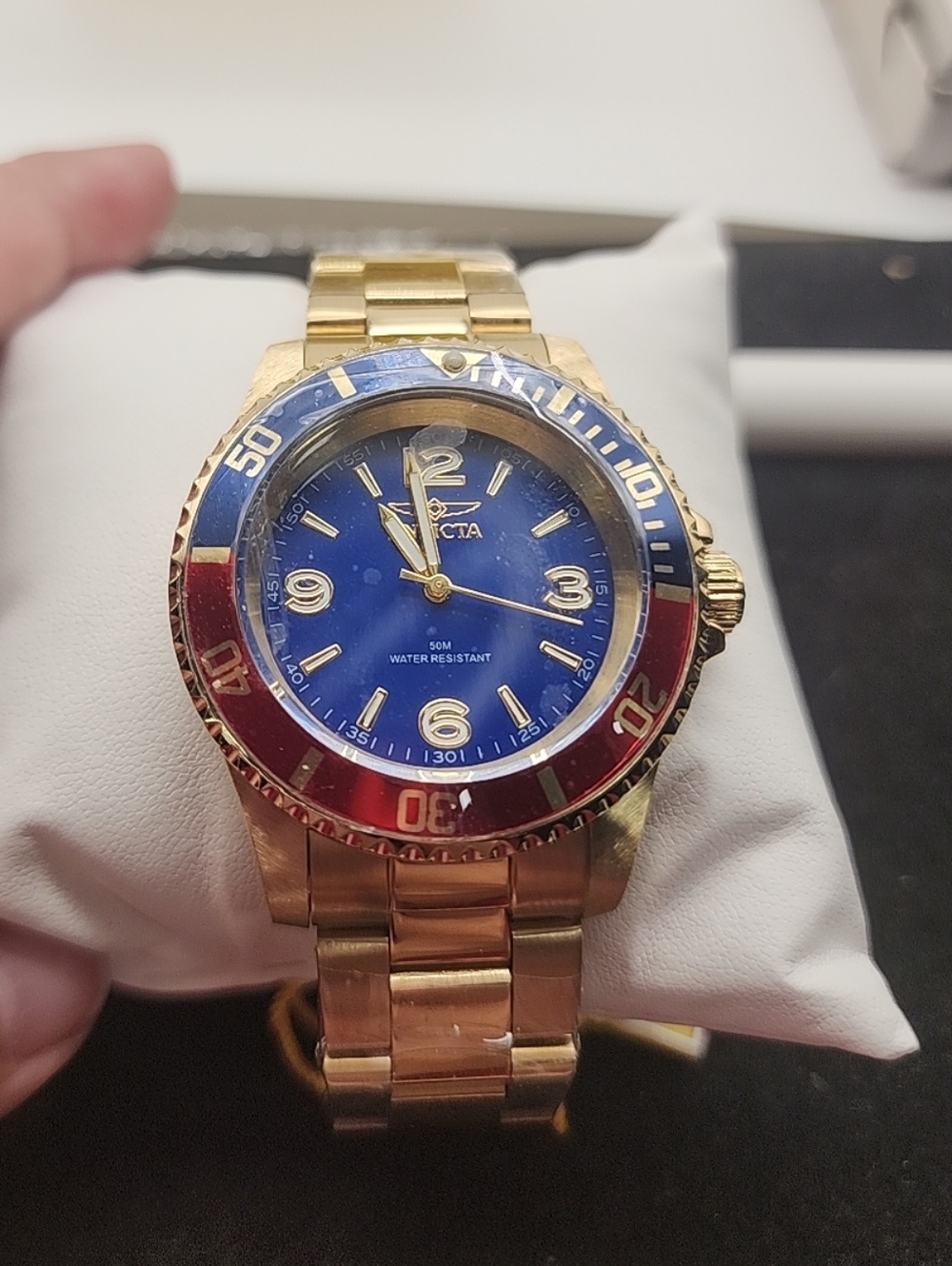 Invicta Pro Diver Navigator Pepsi Bezel Automatic Mens Watch 42mm Gold 69723 NIB
